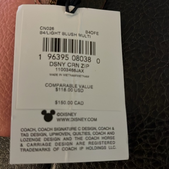 New Coach Disney X Corner Zip Wristlet - Picture 5 of 5